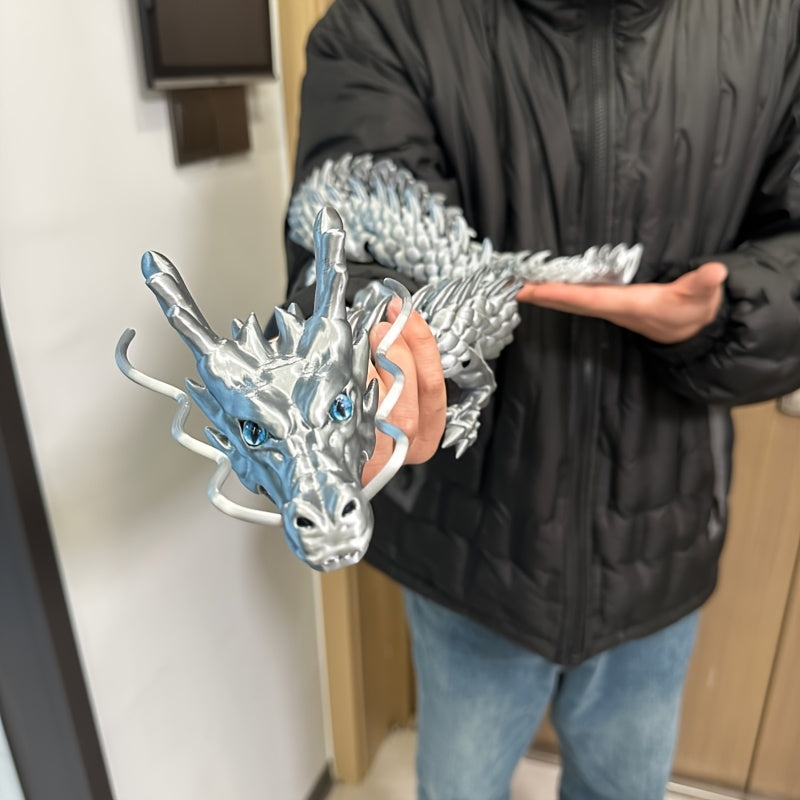 3D Printed Chinese Dragon Figurine 35.4¡± Poseable Articulated Joints Flexible Desk Sculpture Home Office Decor Collectible Gift