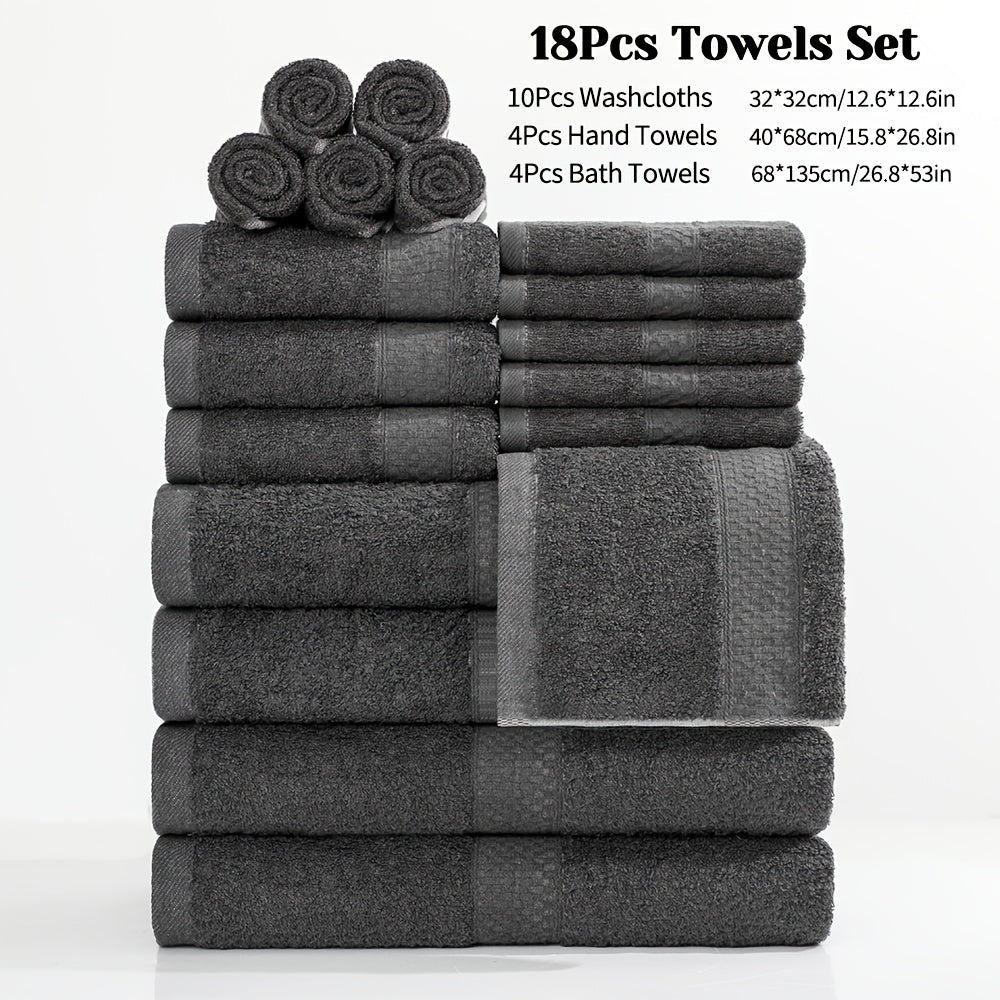 Bath Towel Set 450GSM Soft Absorbent - 12 16 18 Piece Cotton Blended Solid Color Bathroom Towels Set for Bath Hand Face | Hotel Spa Quality | Travel Shower Home | Multiple Colors & Sizes Available