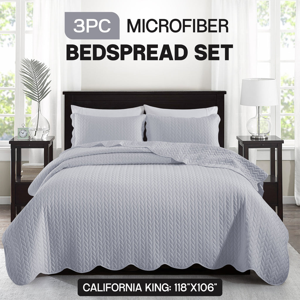 Bedspread Set 3-Piece Microfiber Floral Coverlet with Pillow Shams - Soft Breathable Lightweight All-Season Bed Cover for Queen King Twin California King