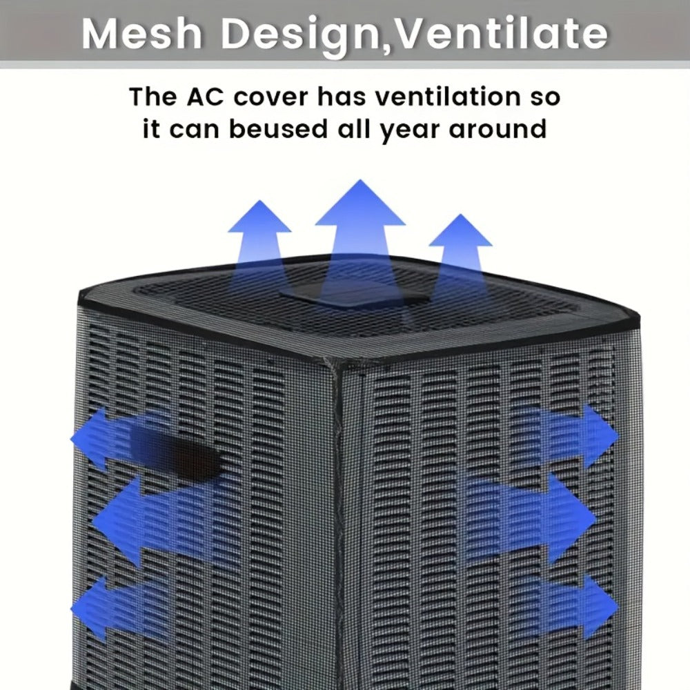 Outdoor AC Unit Cover Heavy Duty Waterproof Central Air Conditioner Cover with Mesh Vent Adjustable Straps UV Rain Snow Debris Bug Leaf Protection XS M L