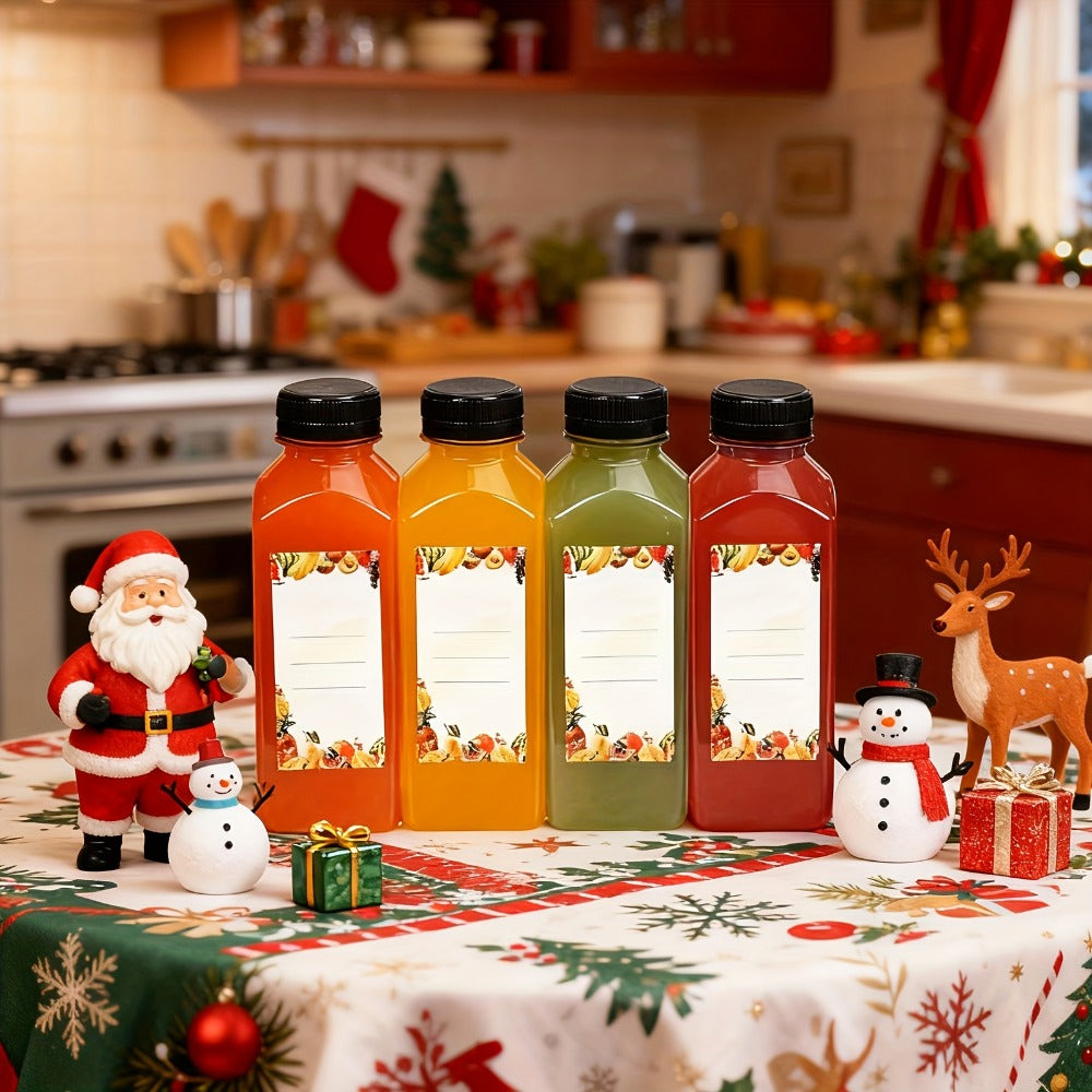 Plastic Juice Bottles with Lids - Clear Reusable Drink Containers for Juice Smoothies Water and Beverages, Available in 12oz and 16oz in Sets of 20, 36, 56 or 100, Includes Funnel and Cleaning Brush