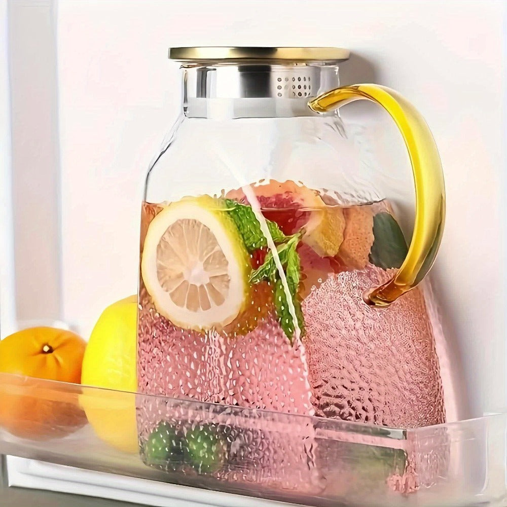 Glass Water Bottle Kettle Set ¨C Heat-Resistant Large Capacity Fridge Door Storage with Cleaning Brush & Long Spoon ¨C Perfect for Iced Tea, Cold Brew Coffee, Juice & Infused Water