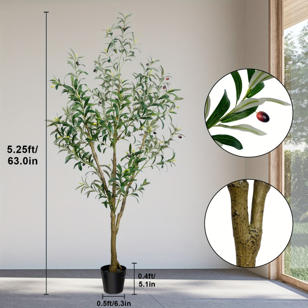 Artificial Olive Tree Indoor Tall Faux Potted Plant with Lifelike Leaves and Fruits for Living Room Office Bedroom Porch Home Decor Housewarming Gift 5FT 6FT 7FT