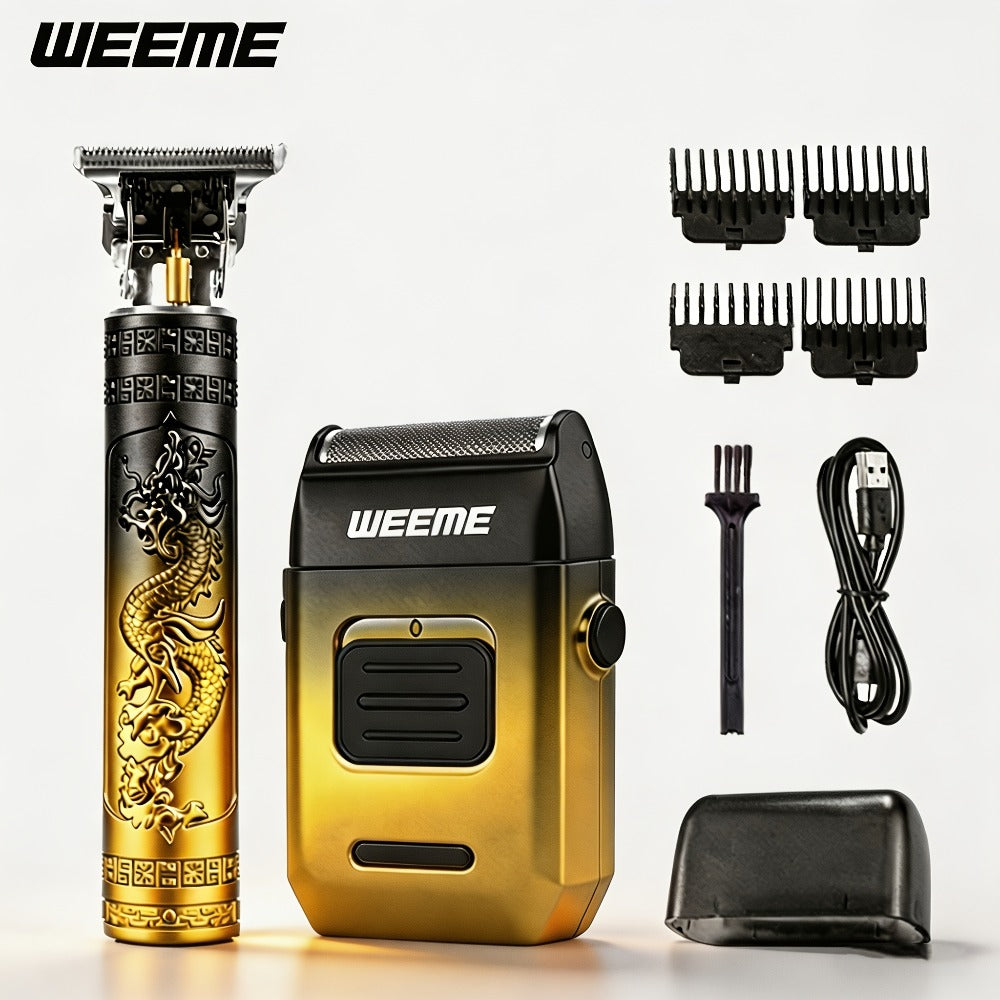 Men's Professional Hair Clipper and Trimmer Set Wireless USB Rechargeable Hair Cutting Kit for Hair and Beard Precise Grooming Gift for Dad Boyfriend Father's Day