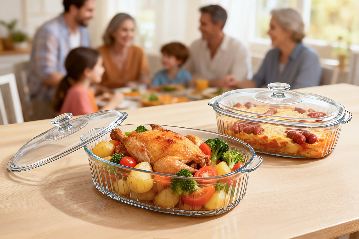 Borosilicate Glass Baking Dish with Lid 96oz ¨C Oval Casserole Pan Microwave Oven Fridge Safe | Multi-Use for Baking, Meal Prep, Grilled Fish, Salad & Food Serving | Kitchen Bakeware with Cover