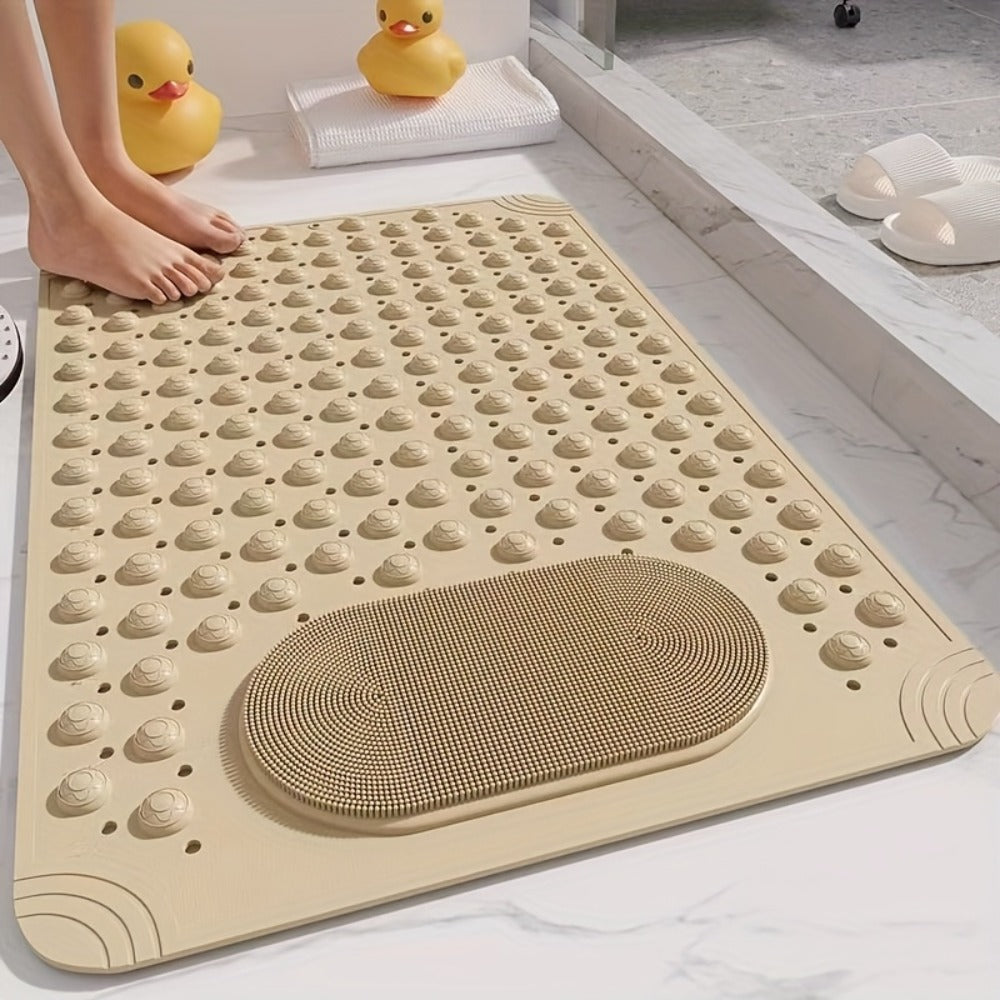 Non-Slip Bath Mat with Massage Buttons - PVC Shower Mat with Polka Dot Pattern, 0.35¡± Thick Rectangular Bathroom Safety Mat | Anti-Slip Bathtub Mat for Shower, Tub & Bathroom Floor | Multiple Colors