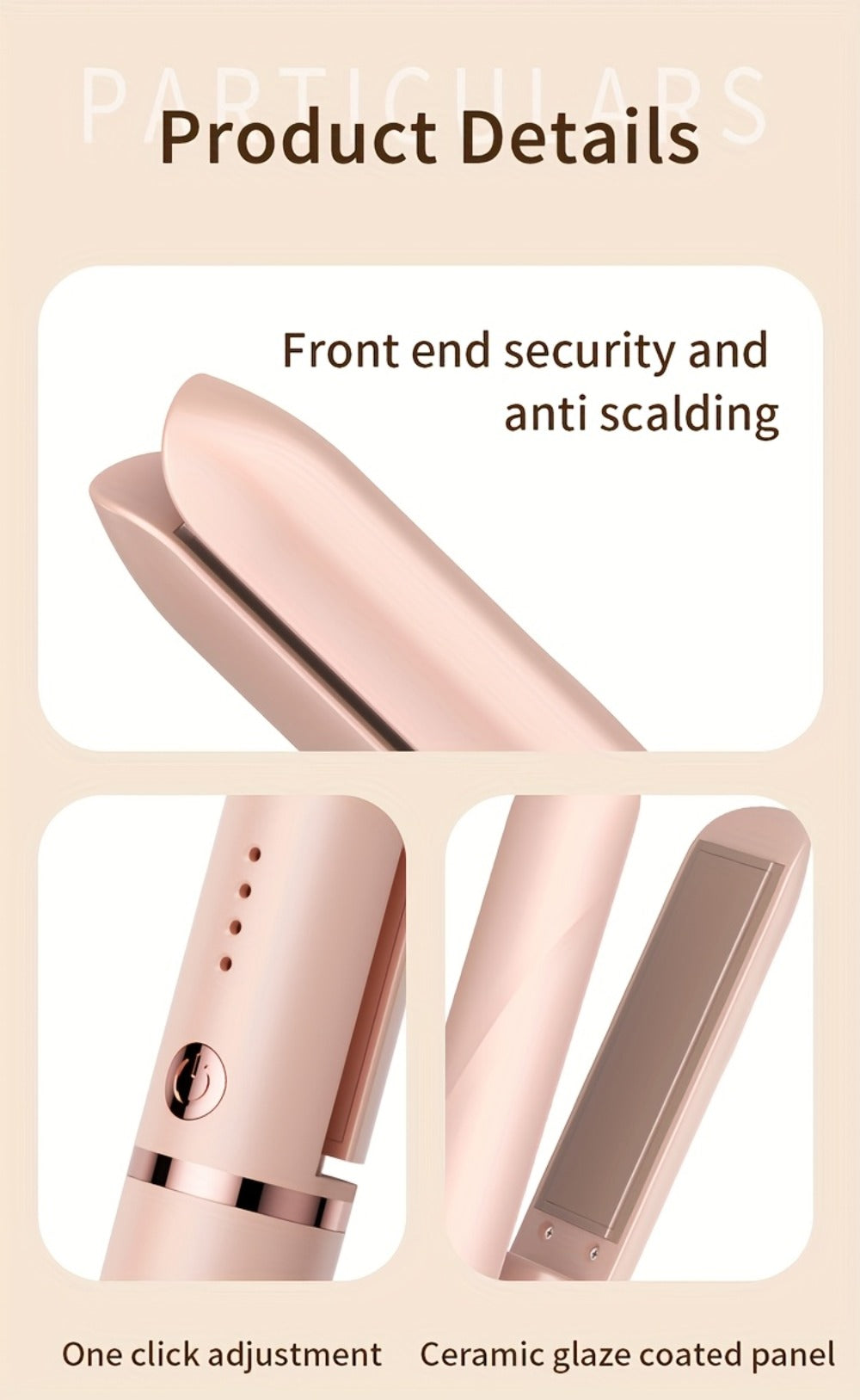 Wireless Hair Straightener and Curling Iron 2-in-1 Ceramic Cordless Hair Styler USB-C Rechargeable 3-Speed Adjustable Temperature Portable Travel Hair Tool Women Gift Pink White