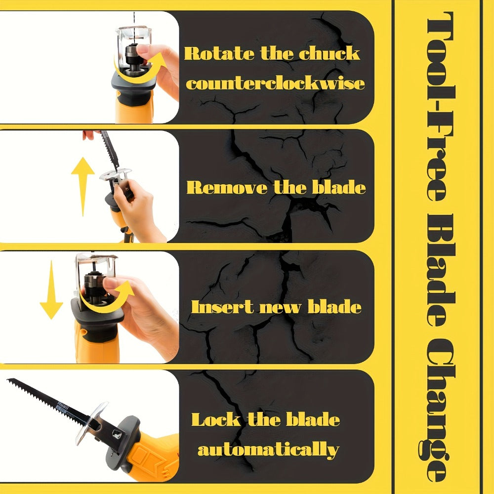 Reciprocating Saw Brushless Cordless for DeWalt 20V Battery ¨C 0-3500 SPM Variable Speed, Tool-Free Blade Change, 4 Saw Blades Included, for Wood, Metal & PVC Cutting (Battery Not Included)