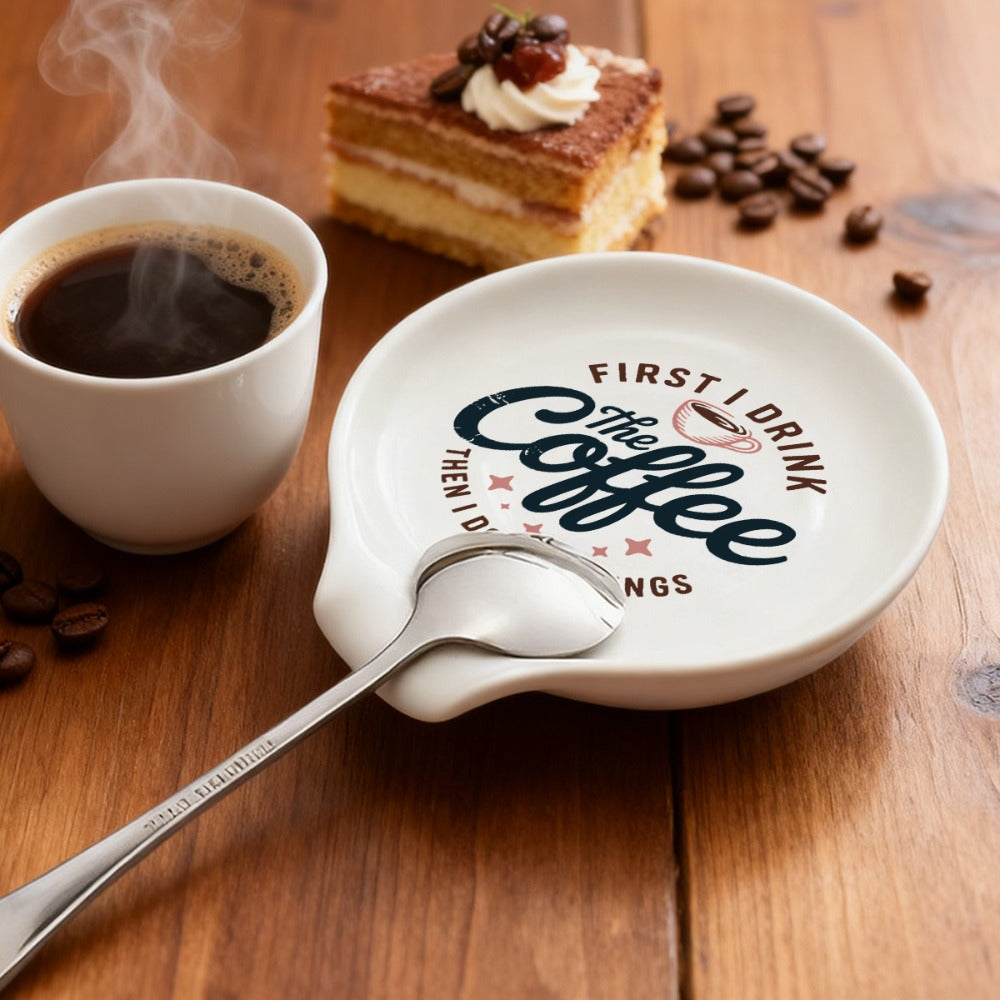Ceramic Spoon Rest Funny Coffee Quote ¨C ¡±A Cup of No Return¡± Ceramic Utensil Holder for Coffee & Tea Spoons, Cute Spoon Holder for Kitchen Counter, Cafe Decor, Perfect Coffee Lover Gift
