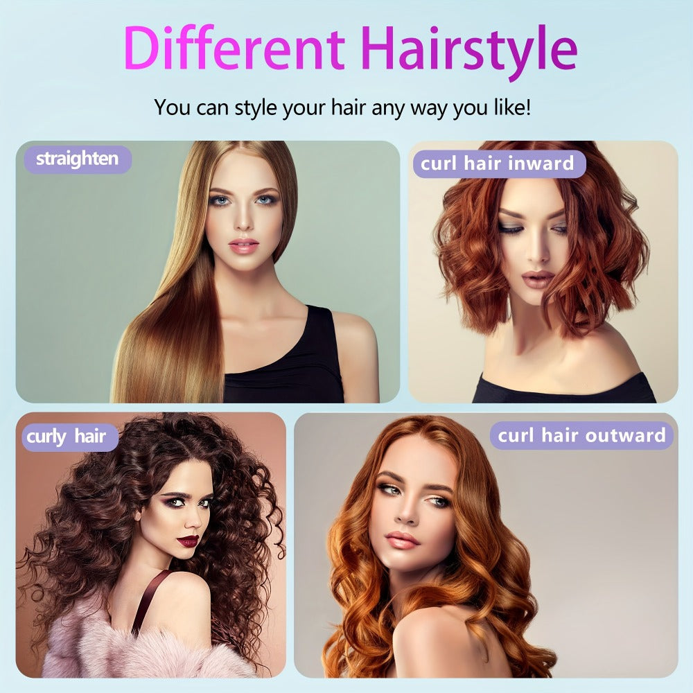 Cordless Hair Straightener USB Rechargeable - 3 Temperature Controls, LED Display, Long-Lasting Shine, Lightweight Travel Flat Iron with Comb & Clips, Portable Mini Hair Straightener for Women