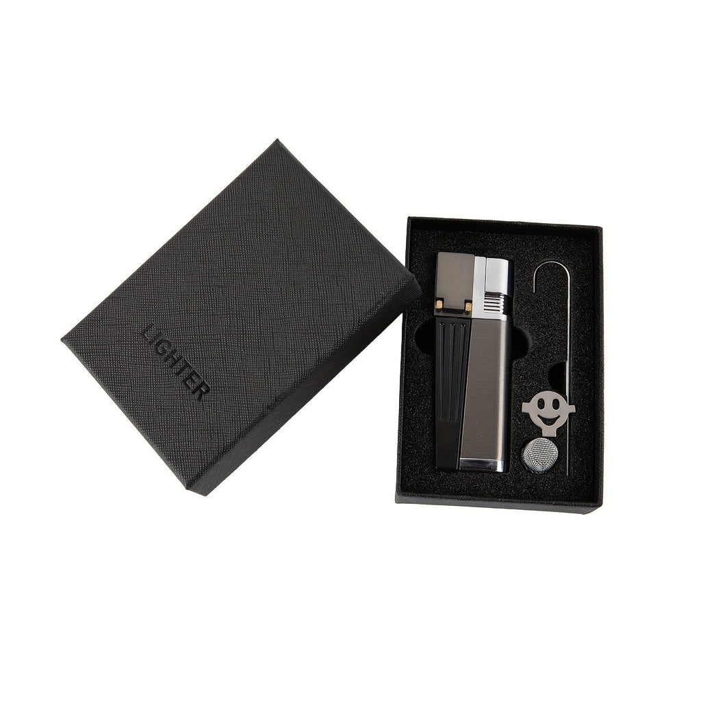 Folding Pipe Lighter Refillable 2-in-1 with Adjustable Flame, Metal-Crafted Durable Design, Gift Box Included ¨C Windproof Butane Lighter for Men, Outdoor, Christmas & Valentine¡¯s Day Gift