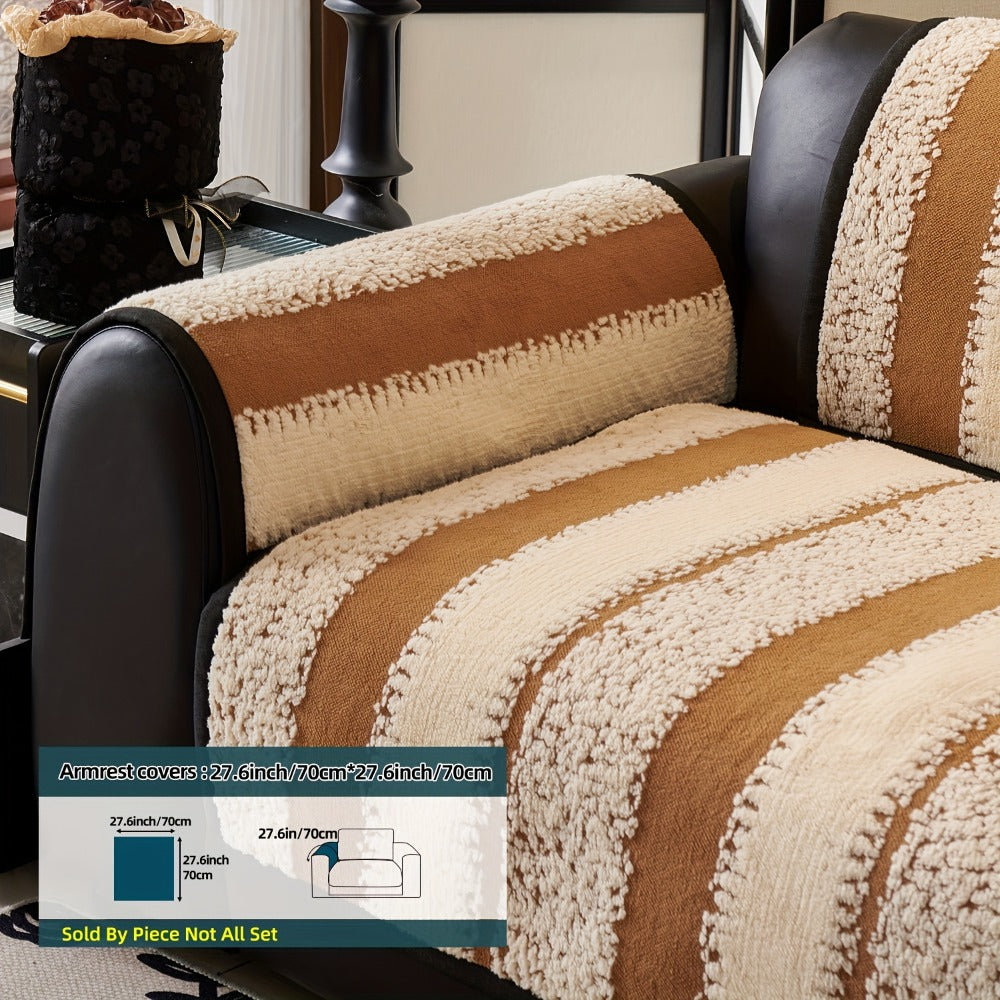 Sofa Cover Plush Jacquard Thick Non-Slip Couch Protector - Pet Friendly Furniture Cover for Living Room Bedroom Office, Machine Washable Retro Style Sofa Slipcover, Loveseat & 4-Seater, Black Grey Green Coffee