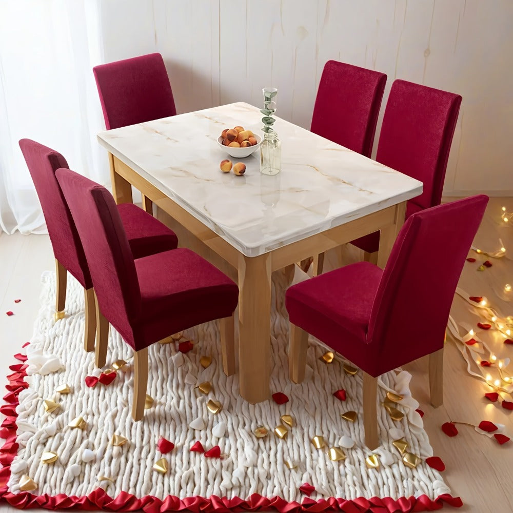 Stretch Dining Chair Covers Set | Elastic Jacquard Slipcovers for Dining Room Kitchen Wedding Office, 4pcs or 6pcs, 9 Colors, Washable Furniture Protector