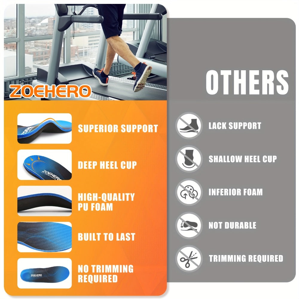 Arch Support Insoles for Men & Women, Heavy Duty Orthotic Shoe Inserts for Flat Feet, Plantar Fasciitis & Overpronation, Shock Absorbing Breathable Insoles for Work Boots, Running, Hiking, Standing All Day ¨C 6 Sizes