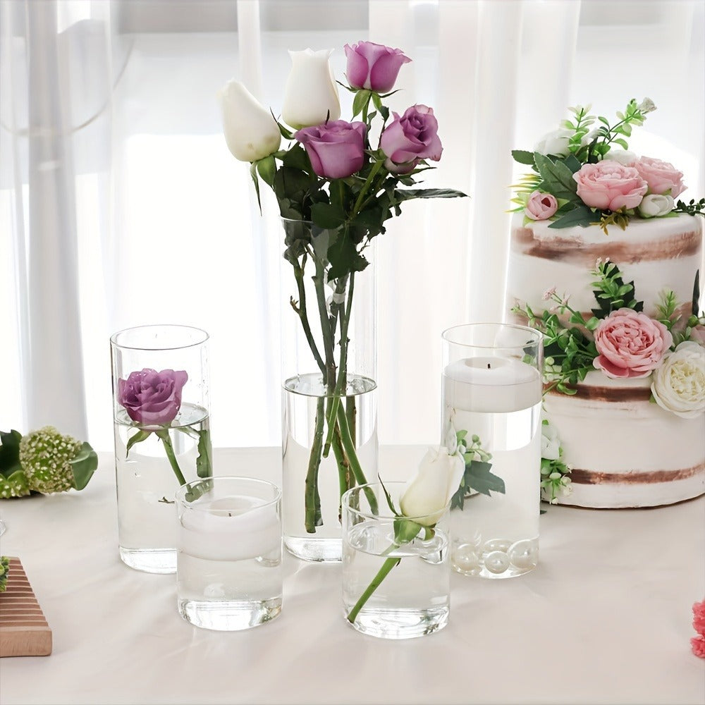 Glass Cylinder Vases Set 18pcs 24pcs - 3 Sizes 4in 8in 12in Tall Clear Candle Holders for Wedding Centerpieces Party Table Decor Halloween Decorations Flower Vase Home Decor