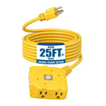 Heavy Duty Extension Cord 25ft 6-Outlet SJTW 14AWG with Protective Cover & On/Off Switch ¨C Outdoor Indoor Power Strip Cord for Workshop, Garage, Christmas Lights, Tools