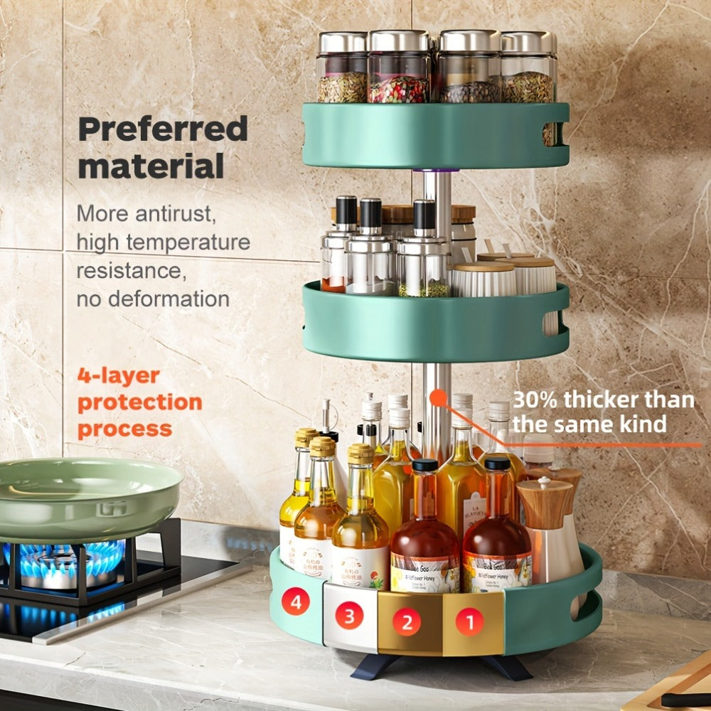 Rotating Spice Rack Double Layer Stainless Steel Countertop Corner Seasoning Storage Organizer for Kitchen Pantry Cabinet Green Silver White Black