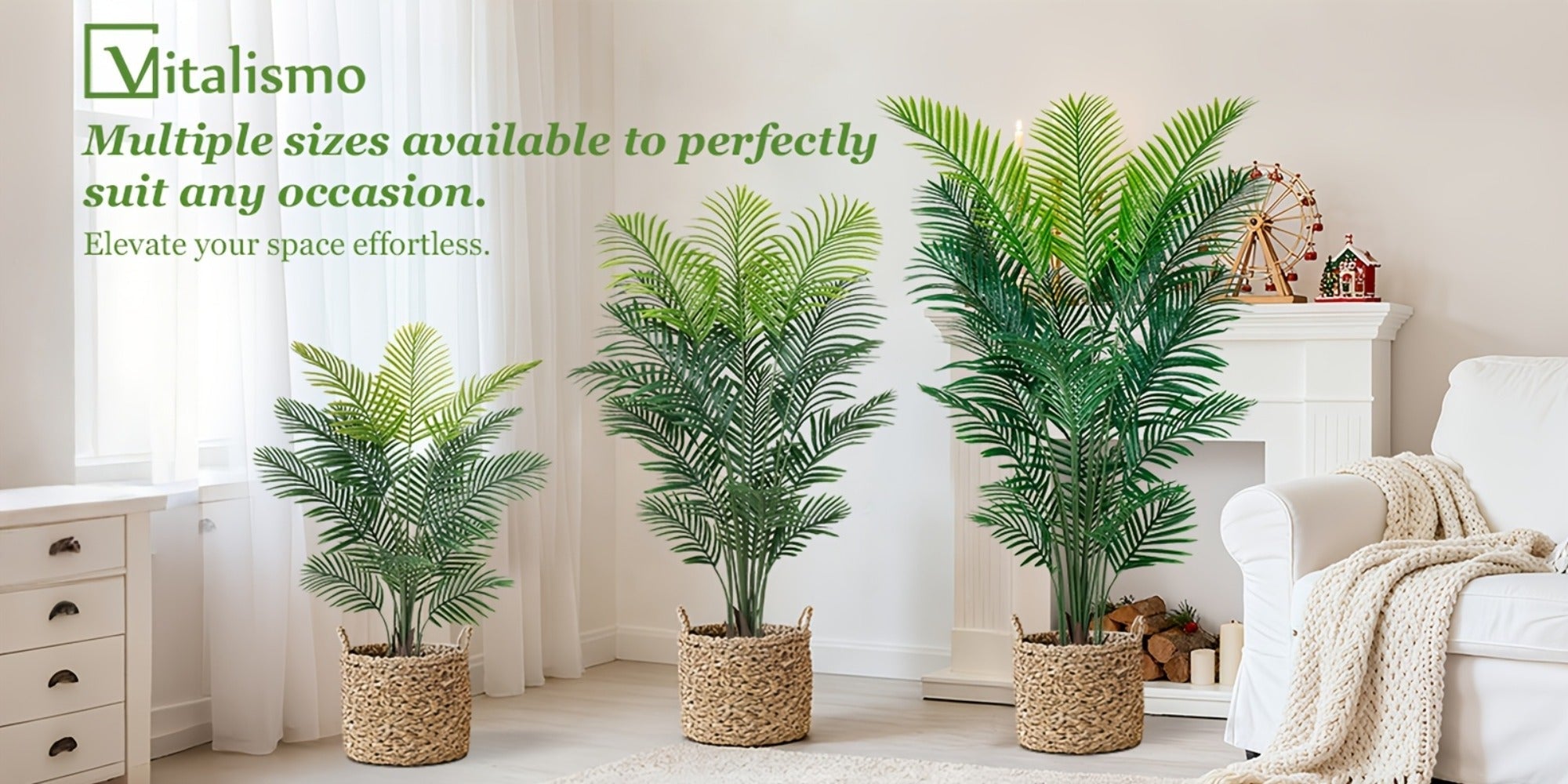 Artificial Palm Tree Fake Indoor Plant ¨C 4/5/6FT Faux Tropical Areca Palm with Realistic Leaves, Planter Options, for Living Room Bedroom Office Patio Home Decor