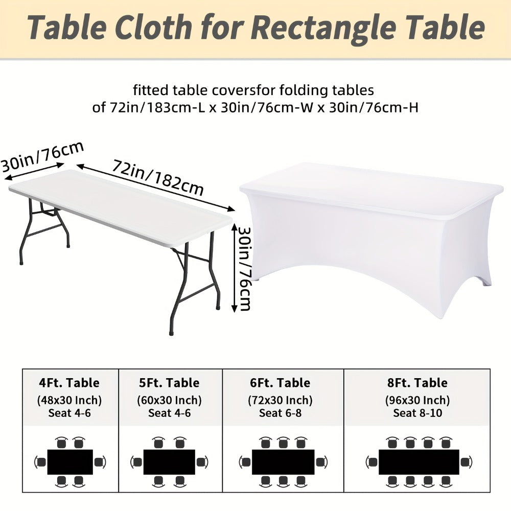 10pcs Spandex Tablecloth 6ft Rectangle Fitted Table Cover Stretch Wrinkle-Free for Wedding Reception Vendor Booth Catering Indoor Outdoor, 72Lx30Wx30H Inch, White/Black