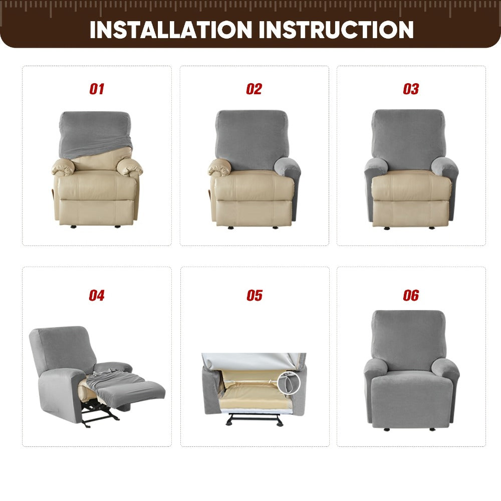 Recliner Sofa Slipcover Set 8pcs 3-Seat Jacquard Furniture Protector with Pocket Flexible Soft Slide Sleeve Cover for Sofa Couch Office Living Room Home Decor Multiple Colors