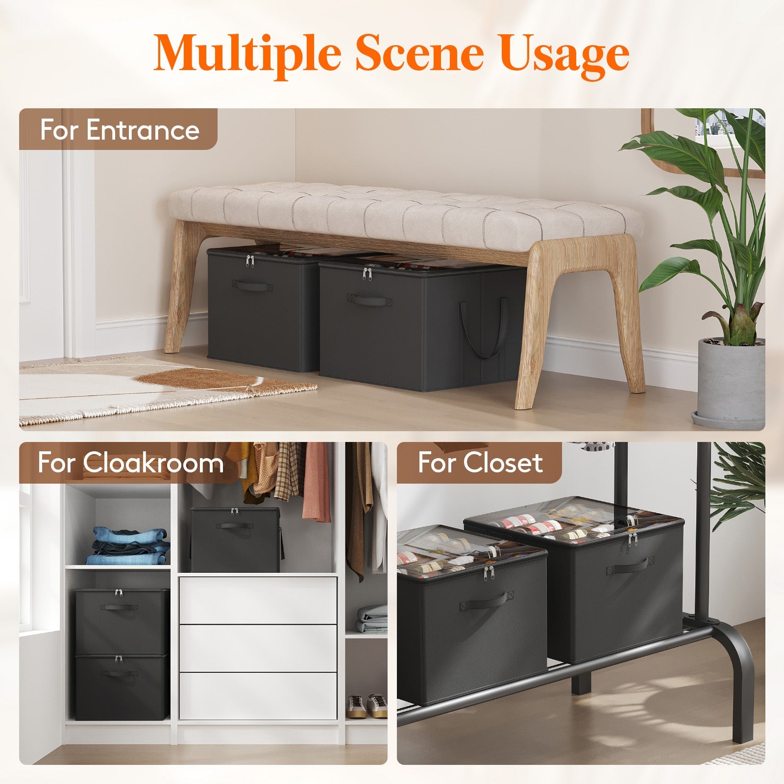 Shoe Storage Organizer with Clear Cover ¨C Foldable Shoe Box for Closet, Fits 12-16 Pairs, Reinforced Handles, Dust-Proof Non-Woven Fabric, Space-Saving Stackable Design for Boots Heels Sneakers, 1/2/3 Pack