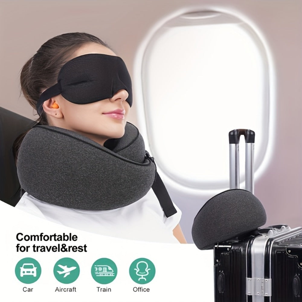 Memory Foam Travel Neck Pillow ¨C Breathable Washable Cover for Airplane, Office, Car & Home Recliner