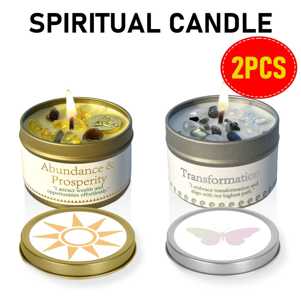 Manifestation Candles Scented Soy Wax with Crystal & Guidance Card for Meditation Yoga Focus | Law of Attraction Abundance Candle | Christmas Birthday Gift for Women