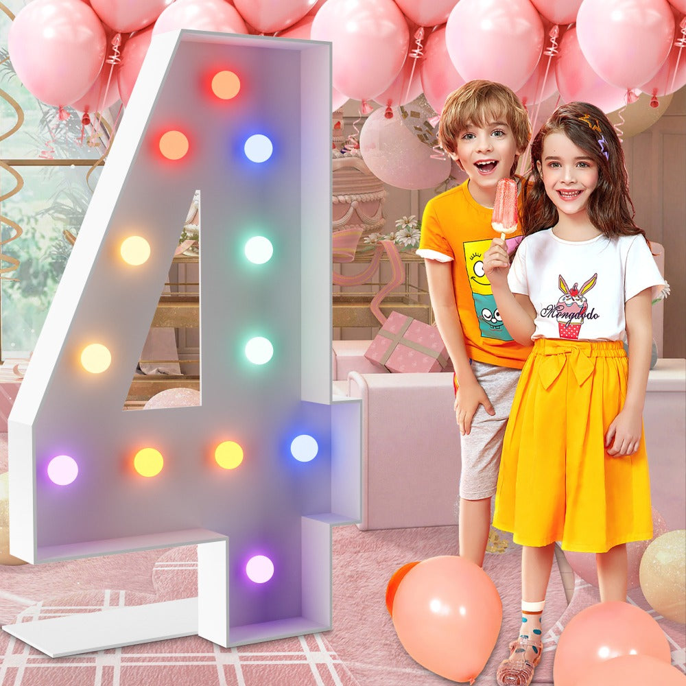 Marquee Number Lights 4 Feet Tall LED Light Up Numbers 0-9 20 for Birthday Party Anniversary Graduation Decoration 11 Colors 3 Flash Modes Foam Board String Lights Included