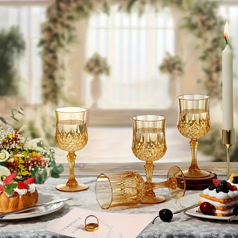 Plastic Wine Glasses 24 Pack ¨C Colorful Shatterproof Goblets for Parties, Weddings & Events ¨C Reusable Vintage-Style Stemmed Cups ¨C Lightweight Bulk Drinkware in Pink, Gold, Blue, Rose Gold & Green