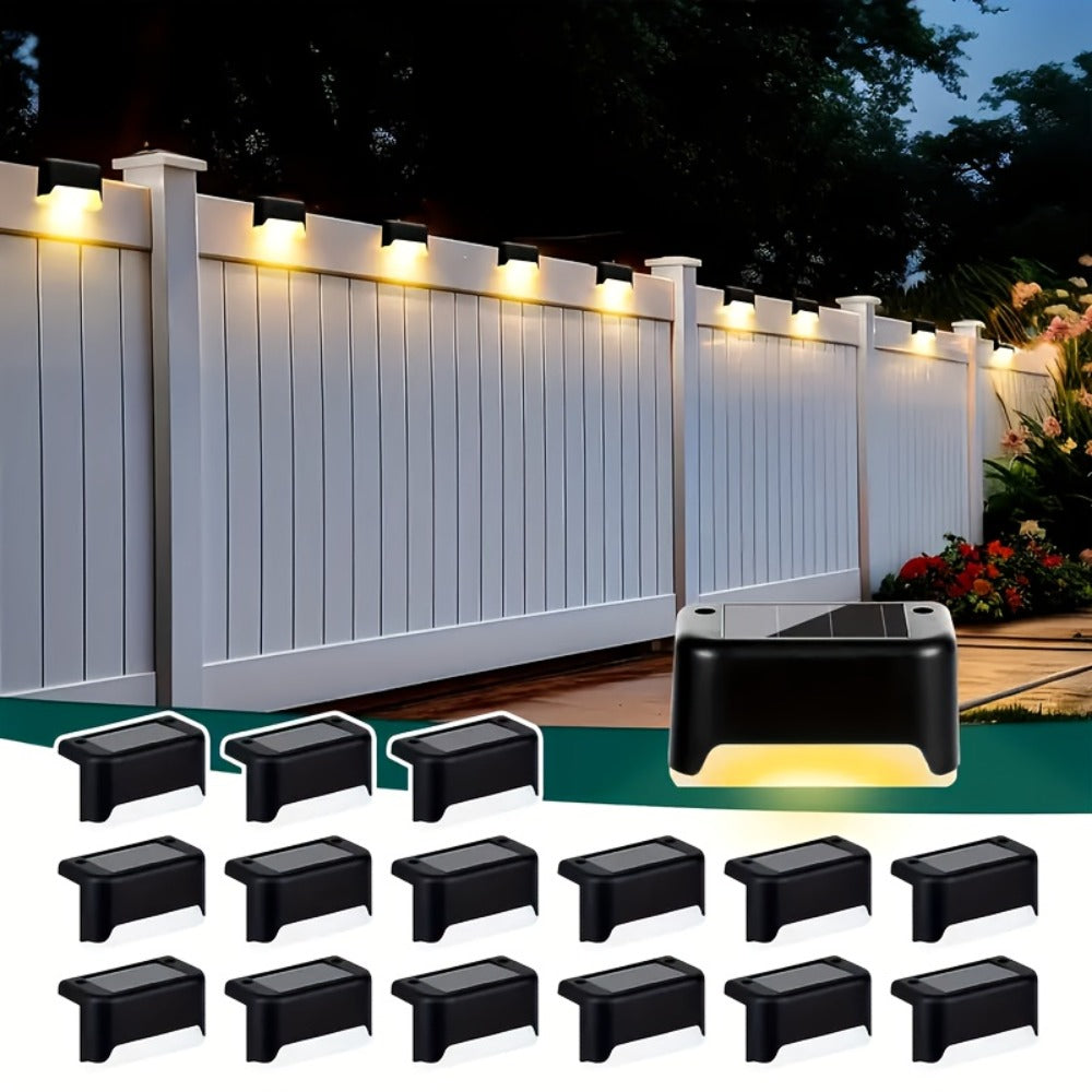 Solar Powered LED Deck Lights ¨C Auto On/Off Outdoor Step Lights for Stairs, Fence, Pathway & Patio, 12-Hour Continuous Lighting, Weatherproof Solar Stair Lights for Garden, Yard & Commercial Use