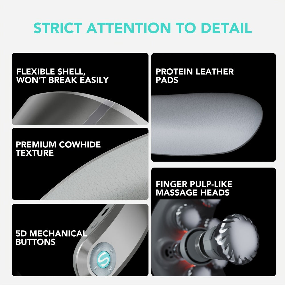 Neck Massager with Heat Cordless Electric Kneading | Wearable Hands-Free Portable Neck Shoulder Massager USB Rechargeable | Deep Acupressure Muscle Relaxer for Office Car Travel | Gift for Women Men