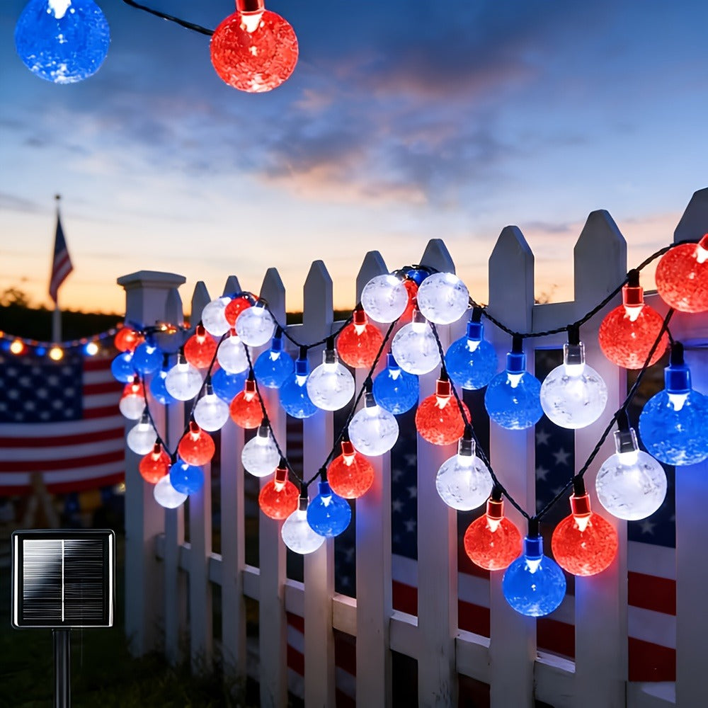 Crystal Ball String Lights 100 LED 39ft, Solar Bubble Ball Fairy Lights with 8 Lighting Modes ¡ª Outdoor Waterproof Decor for Christmas, Halloween, July 4th & Patio | Multi-Color Options