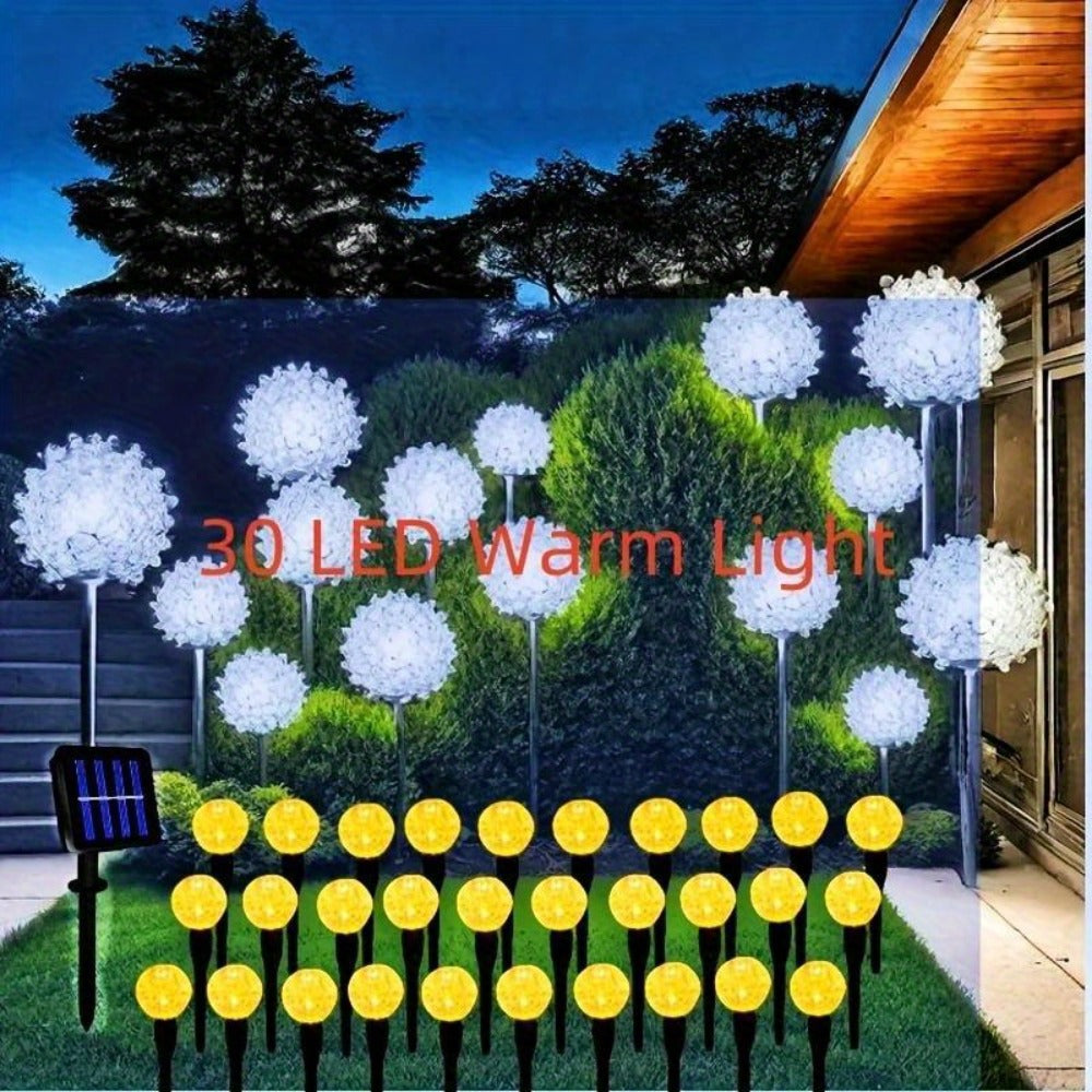 Solar LED Garden Path Lights 30pcs Bubble Shape | Auto On at Night | Waterproof Outdoor Stake Lights | Colorful & Warm White | Lawn Landscape Lights for Garden Patio Wedding Party Festival
