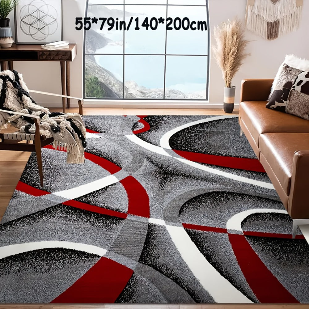 Christmas Area Rug Non-Slip Machine Washable, Abstract Geometric Holiday Mat for Living Room Bedroom Sofa Coffee Table Bedside Dining Kitchen Game Room Indoor Outdoor