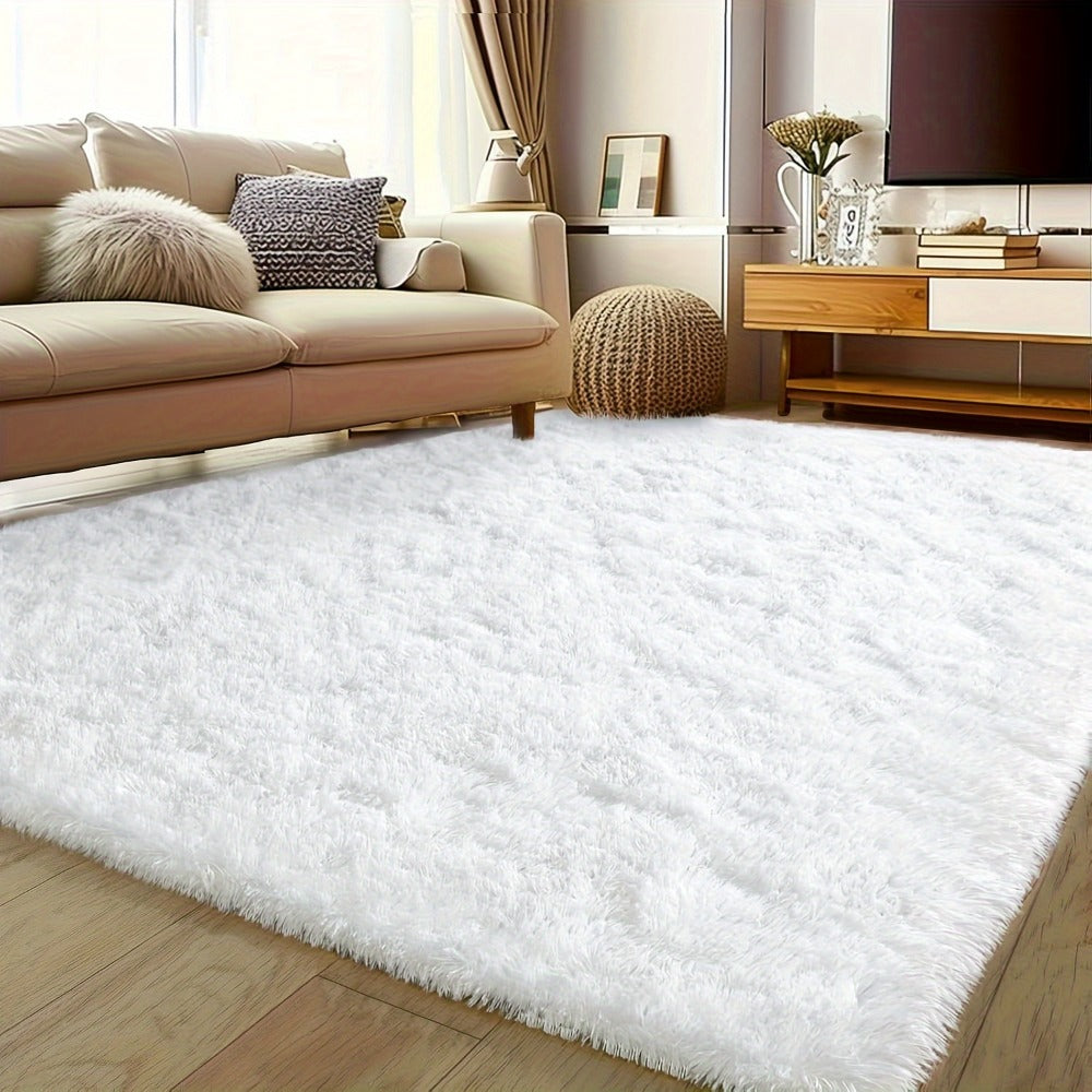 Fluffy Area Rug White Soft High Pile Washable Non-Slip | Plush Shaggy Carpet for Living Room Bedroom Dorm | Large Rectangle Indoor Rug 5x8 6x9 8x10 ft | Holiday Home Decor Gift