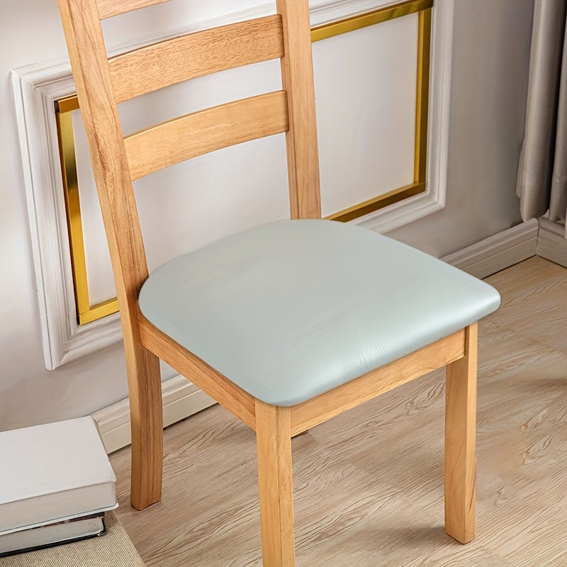Waterproof PU Leather Dining Chair Cushion Covers Removable Stretch Seat Slipcovers for Dining Room Kitchen Hotel Set of 4 or 6