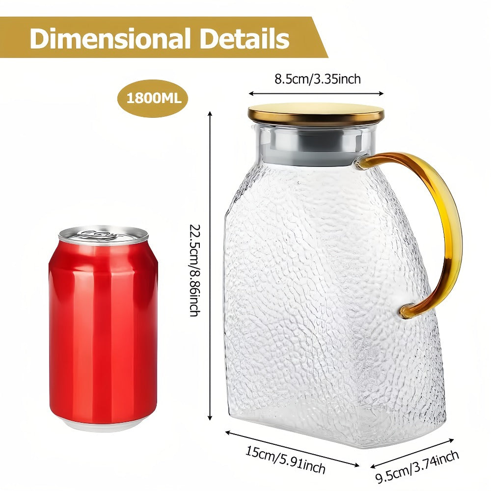 Glass Water Bottle Kettle Set ¨C Heat-Resistant Large Capacity Fridge Door Storage with Cleaning Brush & Long Spoon ¨C Perfect for Iced Tea, Cold Brew Coffee, Juice & Infused Water