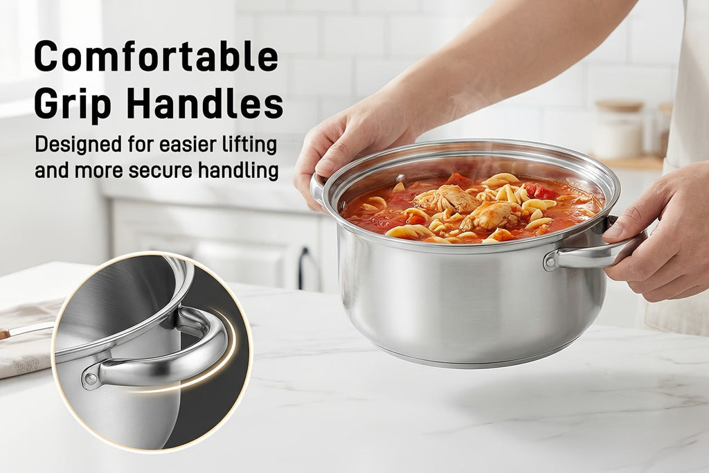 Stainless Steel Soup Pot Apple Pot Heat Resistant Handles Dishwasher Safe Versatile Cookware for Boiling Steaming Stewing Everyday Kitchen Cooking Healthy Safe Silver
