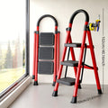 Folding Step Stool Ladder 500lbs Heavy Duty Steel with Anti-Slip Wide Treads & Handrails ¨C Safety Lock, Portable Multi-Step Ladder for Home, Kitchen & Outdoor Use, Mini / Medium / Large