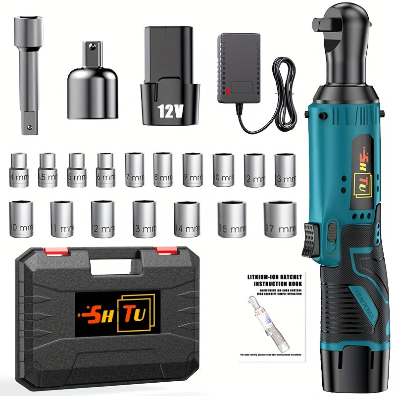 12V Brushless Electric Ratchet Wrench Set with Battery & Quick Charger ¨C Wireless Car Repair Tool Kit for Home & Auto, Holiday Gift for Men