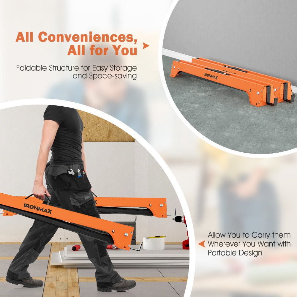 IRONMAX Folding Sawhorse 2 Pack Heavy Duty 1322 lbs Capacity Portable Collapsible Work Support Horses with Metal Frame Anti-Slip Pads