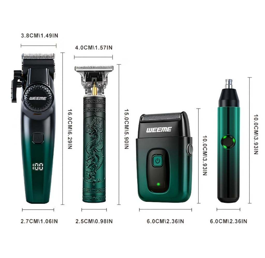 Men's Grooming Gift Box Set ¨C Dragon & Phoenix Design, 2/4pcs Kit with Shaver, Hair Clipper, Nose Hair Remover & T9 Detail Trimmer for Shaving, Hair Cutting & Nose Hair Removal