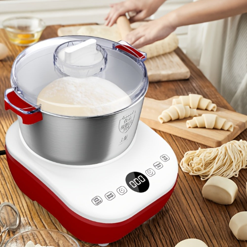 Electric Dough Maker 7Qt with Fermentation Function - 250W Dough Kneading Machine, 304 Stainless Steel Bowl, Microcomputer Timer, Constant Temperature Ferment, for Bread Pizza Pasta Dumplings, Red/White