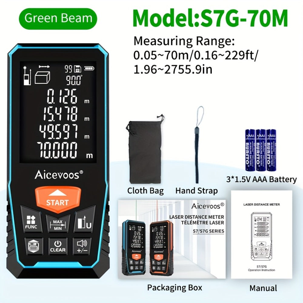 Laser Distance Meter Green Beam Digital Rangefinder 50M 70M 100M 120M Laser Tape Measure with LCD Display for Construction Surveying Indoor Outdoor Measuring