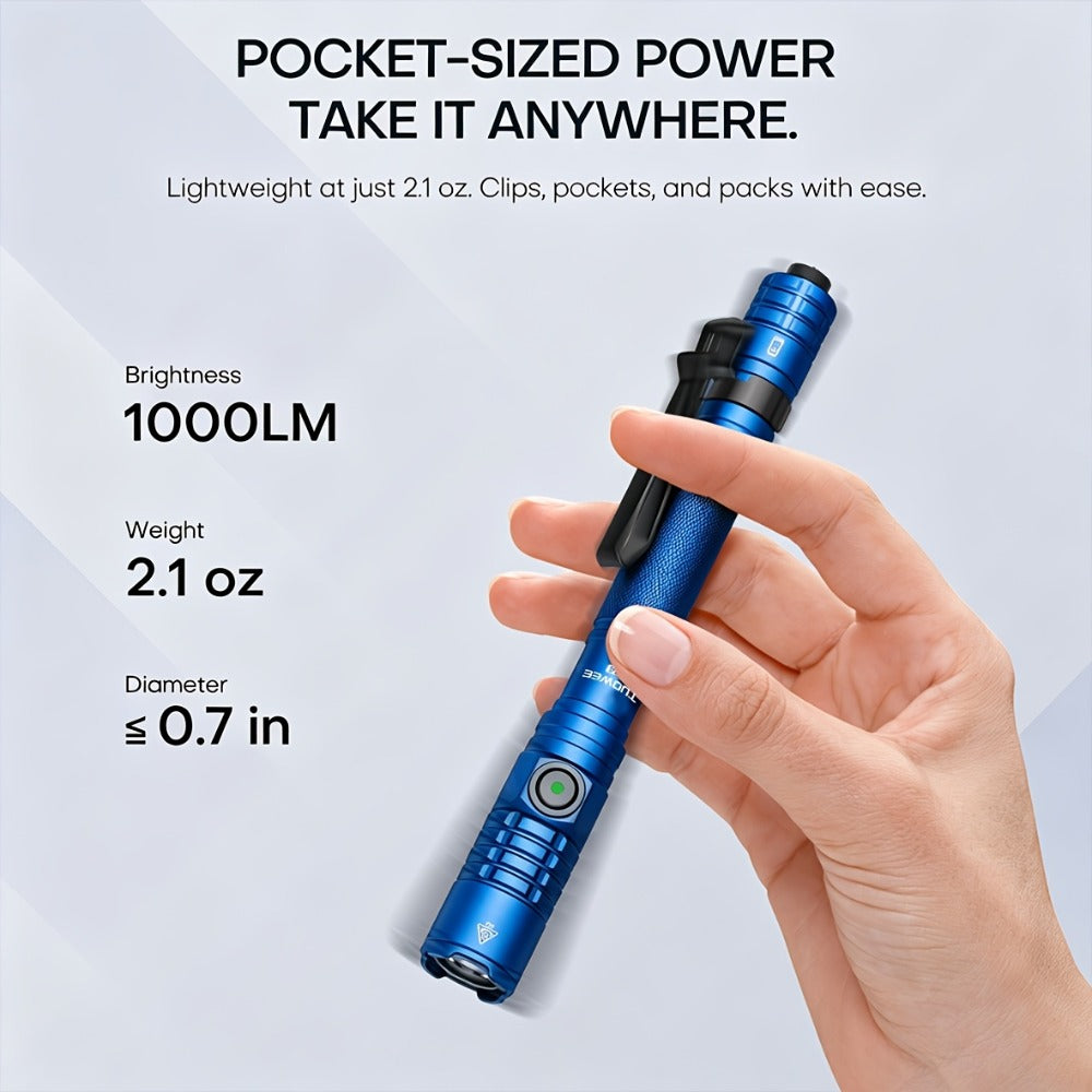 Tactical Penlight 1200 Lumen EDC Flashlight | High-Brightness Torch with Tail Switch Multi-Mode | Slim Pocket Light for Everyday Carry, Camping, Outdoor Activities & Work Lighting