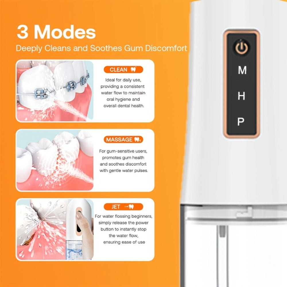 Water Flosser Oral Care Kit ¨C 3-Mode Portable Electric Dental Cleaner, USB Rechargeable, 4-Function Nozzle, Tooth Whitening Device & Electric Toothbrush Set for Travel & Home Use