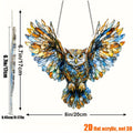 Owl Hanging Ornament Colorful Acrylic 6.7¡±x8¡±, 2D Flat Animal Wall Art Decoration for Christmas Tree, Home, Office & Outdoor, Unique Birthday & Anniversary Gift for Her ¨C Boho Bird Decor (1pc)