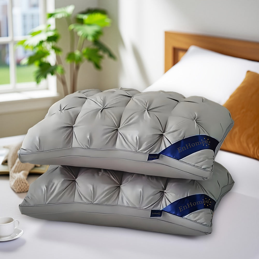 Bed Pillow 2 Pack Hotel Quality Twisted Flower Design 900g Fill - Adjustable Zipper Closure Breathable Polyester Sleeping Pillow for Side Back Stomach Sleepers, Luxury Soft Support Pillow Set