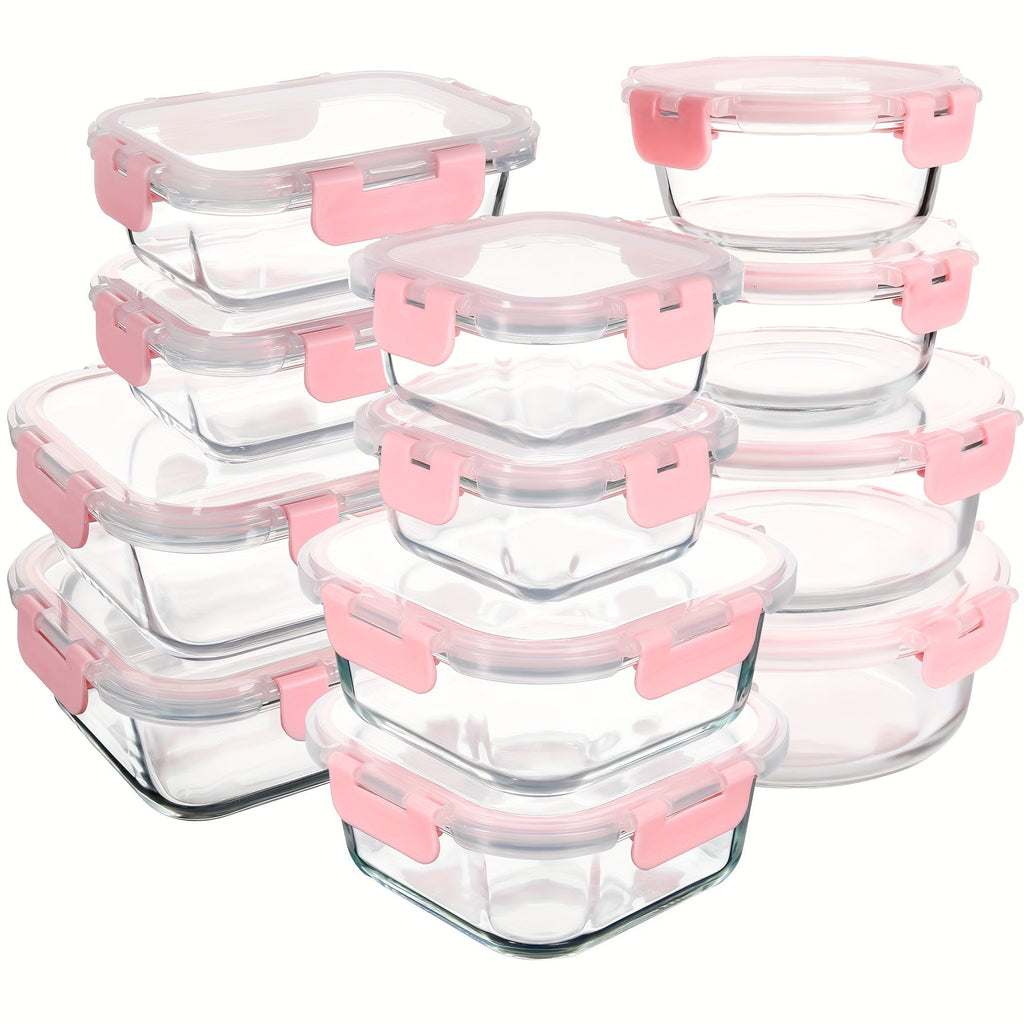 Glass Food Storage Containers with Airtight Lids - Borosilicate Glass Meal Prep Containers Set, Microwave Dishwasher Freezer Safe, BPA Free, Leak Proof Lunch Containers for Kitchen