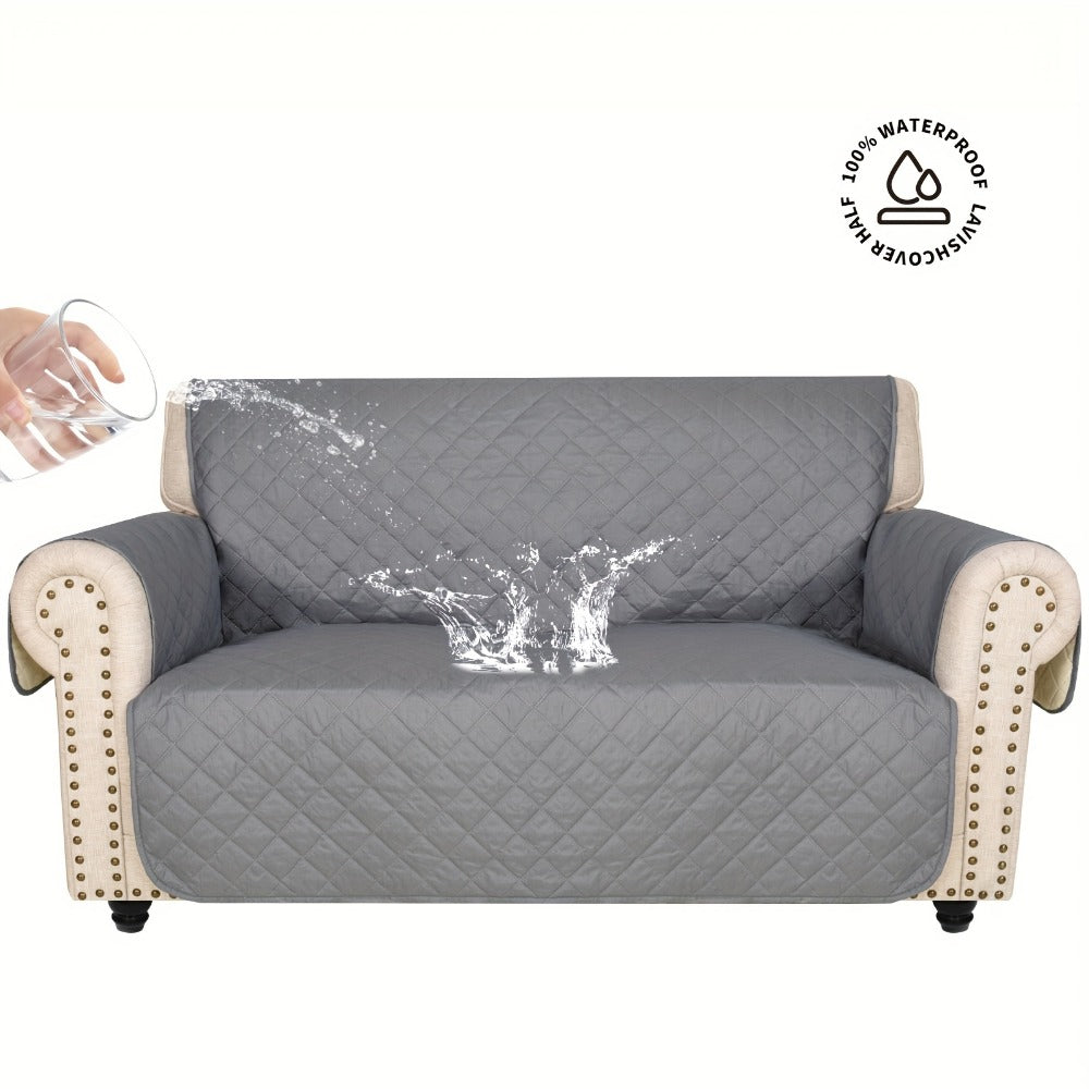 Sofa Slipcover 5-Layer Quilted Thick Sofa Cover Protector Elastic Strap Non-Slip Washable Pet Friendly Universal Fit 3 4 Seater Couch Cover for Living Room - 10 Colors
